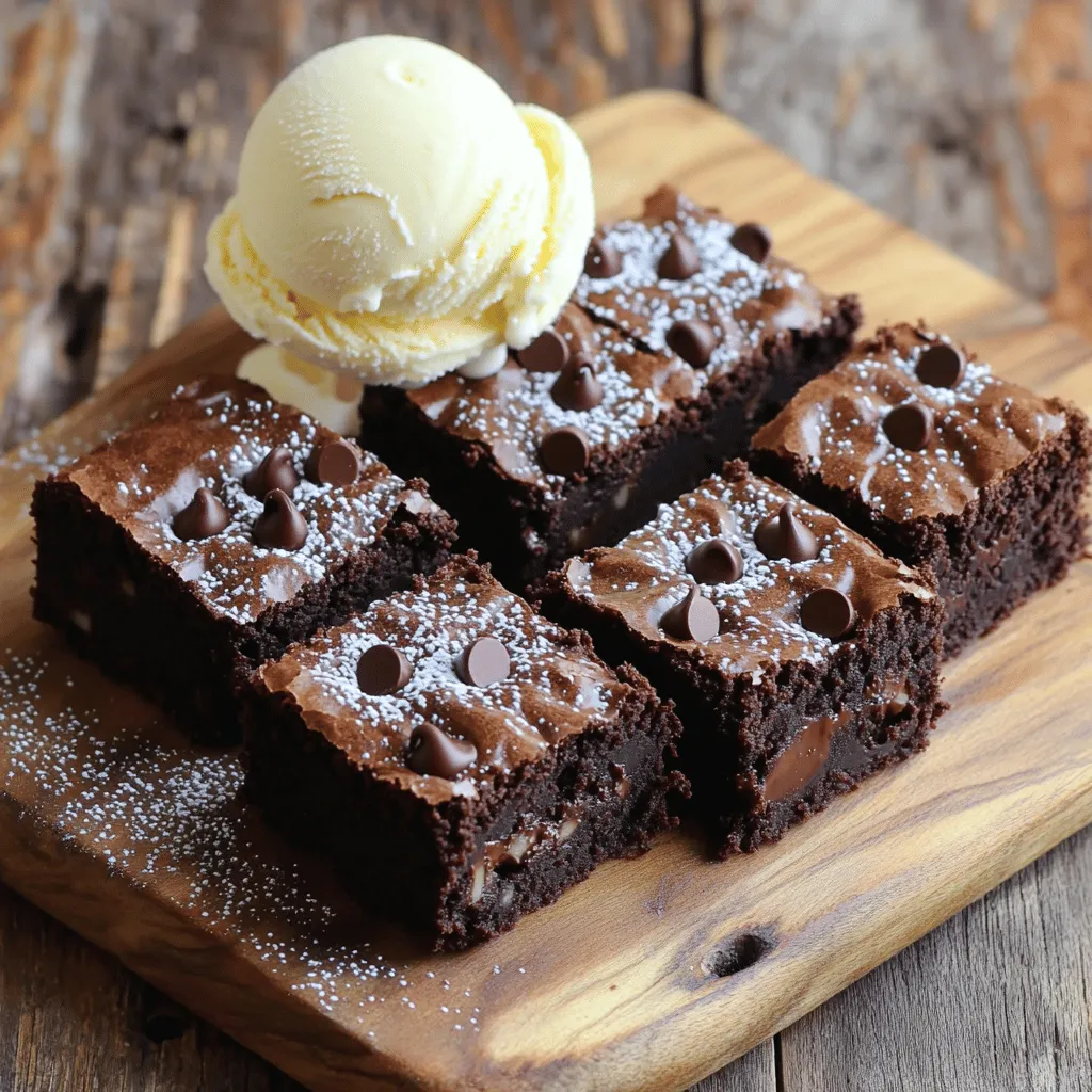 To make Fudgy One-Bowl Brownies, you need just a few key ingredients. Here’s the list: - 1 cup unsalted butter - 2 cups granulated sugar - 4 large eggs - 1 teaspoon vanilla extract - 1 cup all-purpose flour - 1 cup unsweetened cocoa powder - 1/2 teaspoon salt - 1/2 teaspoon baking powder - 1 cup chocolate chips (semi-sweet or dark) These ingredients come together to create rich, fudgy brownies. The butter adds moisture, while sugar gives sweetness. Eggs help bind everything, and vanilla adds flavor. Flour and cocoa powder give structure and depth. Salt and baking powder balance flavors and aid in rising. Finally, the chocolate chips bring extra richness. Use high-quality cocoa powder for the best taste. You can also choose dark or semi-sweet chocolate chips based on your preference. This simple list keeps it easy, making these brownies a joy to whip up for any occasion. First, set your oven to 350°F (175°C). This temperature helps our brownies bake perfectly. While the oven heats, take a 9x13 inch baking pan. Grease it well and line it with parchment paper. Leave some paper hanging over the sides. This makes it easy to lift the brownies out later. In a large mixing bowl, melt 1 cup of unsalted butter in the microwave. This should take about one minute. Once melted, stir the butter to cool it slightly. Next, add 2 cups of granulated sugar. Mix it well until both are combined. Now, add 4 large eggs, one by one. Mix after each egg. Finally, add 1 teaspoon of vanilla extract and stir to blend. Sift in 1 cup of unsweetened cocoa powder, 1 cup of all-purpose flour, 1/2 teaspoon of salt, and 1/2 teaspoon of baking powder. Sifting helps remove lumps and keeps it easy to mix. Stir until just combined. Be careful not to overmix. Now, gently fold in 1 cup of chocolate chips. You can save a few chips for the top if you want. Pour the brownie batter into the prepared pan. Spread it evenly to ensure even baking. If you saved some chocolate chips, sprinkle them on top now. Place the pan in the preheated oven. Bake for 25-30 minutes. To check for doneness, insert a toothpick in the center. It should come out with a few moist crumbs, not wet batter. Once baked, take the brownies out of the oven. Let them cool in the pan for at least 15 minutes. Use the parchment paper to lift them out. Place them on a wire rack and allow them to cool completely. After they are cool, cut them into squares. Enjoy your fudgy brownies! To get that rich, fudgy texture, use two key ingredients: butter and sugar. Melt the butter and mix it well with the granulated sugar. This step makes your brownies chewy and moist. Also, use unsweetened cocoa powder. It gives the brownies a deep chocolate taste. Don't overbake them! The goal is to pull them out when a toothpick shows moist crumbs. Mixing is crucial, but too much can ruin your brownies. After adding the dry ingredients, stir just until combined. It’s okay if you see some flour still visible. This keeps the brownies dense and fudgy. Gently fold in the chocolate chips at the end. This helps keep the batter light and airy. Baking time is key for perfect brownies. Set your timer for 25 minutes. At this point, check for doneness. Insert a toothpick in the center. If it comes out with a few moist crumbs, your brownies are ready. If the toothpick has wet batter, bake for a few minutes more. Let them cool in the pan for 15 minutes before cutting. Enjoy your perfect fudgy brownies! {{image_2}} You can make these brownies even better by adding nuts. I love using walnuts or pecans. Chopped nuts bring a nice crunch to the soft, fudgy texture. Just mix in about 1 cup of nuts when you fold in the chocolate chips. This small change adds flavor and contrast. If you need a gluten-free version, swap the all-purpose flour for a gluten-free blend. Make sure the blend has a good binding agent. For a dairy-free option, use coconut oil instead of butter and dairy-free chocolate chips. These swaps keep the brownies tasty while meeting your needs. Want to change the flavor? You can add different tastes to these brownies. Try adding a teaspoon of mint extract for a fresh twist. If you love coffee, mix in a tablespoon of espresso powder to enhance the chocolate flavor. Creating unique flavors makes baking more fun! To keep your brownies fresh, first let them cool completely. Then, cut them into squares. Place the squares in an airtight container. Make sure to separate layers with parchment paper. This will help prevent sticking. Store them at room temperature for up to four days. If you want them to last longer, consider refrigerating them. Just remember, the cold may change their texture a bit. Freezing is a great way to save brownies for later. After cutting them into squares, wrap each one in plastic wrap. Then, place them in a freezer-safe bag. Squeeze out as much air as you can. Label the bag with the date. Brownies can stay frozen for up to three months. When you're ready to enjoy them, just thaw at room temperature. You can also warm them in the microwave for a few seconds. When serving stored brownies, consider adding a little flair. Dust them with powdered sugar for a nice touch. A scoop of vanilla ice cream on top makes them even better. You can also drizzle warm chocolate sauce over the brownies. These simple additions can turn your stored treats into a special dessert. Enjoy the fudgy goodness! Brownies can turn cakey for a few reasons. First, using too much flour can make them dry. Second, overmixing the batter adds air, leading to a lighter texture. Lastly, baking them too long can dry them out. To keep your brownies fudgy, measure flour carefully and mix just until combined. Yes, you can use cocoa powder! In this recipe, cocoa powder gives a rich chocolate flavor. If you want extra depth, use a mix of cocoa powder and melted chocolate. Just remember to adjust the amount of sugar if you're using sweetened chocolate. These brownies stay fresh for about 3 to 4 days at room temperature. Store them in an airtight container to keep them soft. If you want them to last longer, you can freeze them for up to three months. Just wrap them well! Absolutely! Doubling the recipe is easy. Just use a larger pan, like a half-sheet pan, and adjust your baking time. Check for doneness a few minutes earlier, as larger batches may bake differently. Enjoy your big batch of fudgy brownies! You now have a clear guide to making delicious brownies. We covered every step, from mixing the ingredients to achieving that perfect fudgy texture. Using tips and variations, you can personalize your batch to match your tastes. Remember to store them right for later snacks or treats. With these skills, you can enjoy tasty brownies any time. Happy baking!