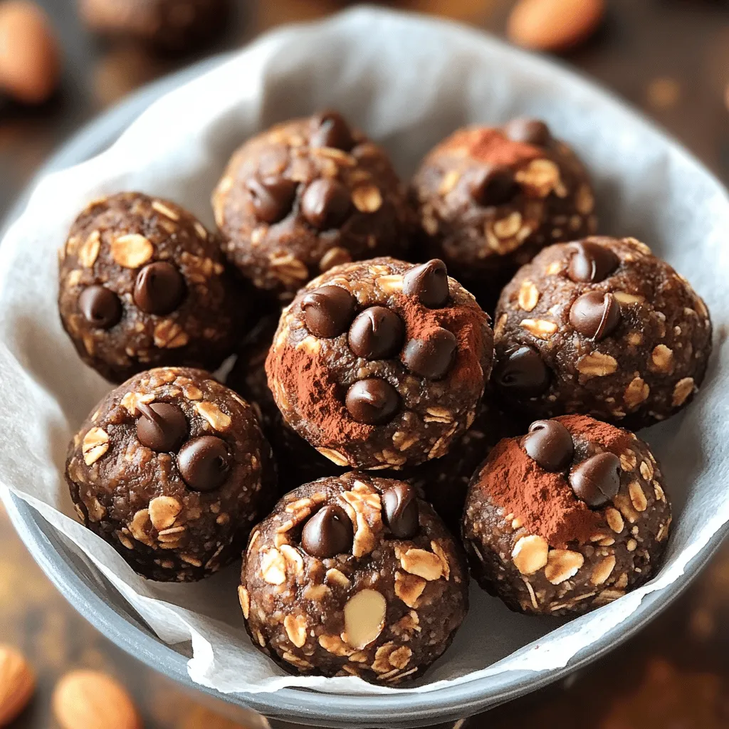 - 1 cup rolled oats - 1/2 cup almond butter (or any nut butter) - 1/4 cup honey or maple syrup - 1/4 cup unsweetened cocoa powder - 2 tablespoons espresso powder (or instant coffee) - 1/4 cup chocolate chips (dark or semi-sweet) - 1/4 cup chopped nuts (such as almonds or walnuts) - 1/4 teaspoon sea salt - 1 teaspoon vanilla extract You can switch almond butter for peanut butter or sunflower seed butter. Maple syrup works well if you prefer it over honey. If you want a sweeter bite, add more honey or a dash of agave syrup. For a caffeine-free version, use carob powder instead of cocoa powder. You can also swap espresso powder for decaf coffee if you want less caffeine. - Rolled oats provide fiber, which helps with digestion. - Nut butter gives healthy fats and protein. - Honey or maple syrup adds natural sweetness and quick energy. - Cocoa powder is rich in antioxidants, promoting heart health. - Espresso powder boosts energy and improves focus. - Chocolate chips add flavor and a small amount of iron. - Chopped nuts offer protein and healthy fats for energy. - Sea salt balances flavors and helps with hydration. - Vanilla extract enhances taste and may improve mood. These ingredients come together to make a delicious and healthy snack. Each bite packs a punch of flavor and energy. To start, gather your ingredients. You need: - 1 cup rolled oats - 1/2 cup almond butter (or any nut butter) - 1/4 cup honey or maple syrup - 1/4 cup unsweetened cocoa powder - 2 tablespoons espresso powder (or instant coffee) - 1/4 cup chocolate chips (dark or semi-sweet) - 1/4 cup chopped nuts (such as almonds or walnuts) - 1/4 teaspoon sea salt - 1 teaspoon vanilla extract In a medium bowl, mix the rolled oats, almond butter, honey or maple syrup, unsweetened cocoa powder, and espresso powder. Stir until the mix is smooth and a dough forms. You want it to be sticky but not too wet. Next, add the chocolate chips, chopped nuts, sea salt, and vanilla extract. Stir again to make sure everything is well mixed. Each ingredient should blend in nicely. Now it’s time to shape your energy bites. Scoop out small portions of the mixture, about 1 inch wide. Roll each portion into a ball using your hands. This part is fun! Place the rolled balls on a baking sheet lined with parchment paper. You should have around 20 bites when you're done. Make sure they are spaced out. This helps them cool evenly. Once all the bites are rolled, put the baking sheet in the fridge. Let them chill for at least 30 minutes. This helps them firm up and stay together. After chilling, move the bites to an airtight container. They can last in the fridge for up to 2 weeks. Enjoy them as a quick snack or a tasty treat on the go! When making Chocolate Espresso Energy Bites, avoid overmixing the dough. If you mix too much, the bites may become tough. Make sure to measure your ingredients carefully. Too much nut butter can make the bites greasy. Also, if you skip chilling them, they won't hold their shape well. You can boost the flavor in these bites. Try adding a pinch of cinnamon or a dash of sea salt. You can also fold in dried fruits like cranberries or cherries. For a nutty crunch, add seeds like chia or flaxseed. These will not only add taste but also extra nutrition. Batch cooking is smart for busy days. You can make a big batch of these energy bites and store them. After rolling, chill and then freeze them for a longer shelf life. When you want a snack, just grab one from the freezer. They will thaw quickly, making them perfect for a quick energy boost anytime. {{image_2}} You can mix it up with these great ideas. Try adding a splash of almond extract for a nutty twist. Want a fruity bite? Add dried cranberries or raisins. You can also use peanut butter instead of almond butter for that classic taste. For a spicy kick, consider adding a pinch of cinnamon or cayenne pepper. Each option gives you a new taste experience. Making these energy bites vegan is simple. Swap honey for maple syrup. This keeps the sweetness but makes it plant-based. For gluten-free bites, ensure your oats are certified gluten-free. All other ingredients are naturally gluten-free, so you’re good to go! These changes help everyone enjoy a tasty treat. Feel free to play with the ingredients to match your taste. If you love crunch, add more chopped nuts or seeds. If you like chocolate, increase the chocolate chips. You can even use different nut butters, like cashew or sunflower seed butter, to change the flavor. This way, you create a snack that fits your style. To keep your Chocolate Espresso Energy Bites fresh, store them in the refrigerator. Place them in an airtight container. This helps maintain their taste and texture. They can last up to two weeks in the fridge. Ensure you always close the container tightly to prevent them from drying out. If you want to save some for later, freezing is a great option. First, lay the energy bites on a baking sheet. Freeze them for about two hours. This makes them firm. After they are frozen, transfer them to a freezer-safe bag. You can store them in the freezer for up to three months. When you want one, just take it out and let it thaw. These energy bites work well as a snack anytime. I love pairing them with a cup of coffee or tea. They also go great with yogurt or fruit. For a fun twist, try rolling them in shredded coconut or crushed nuts. This adds more flavor and texture. Enjoy these bites as a pick-me-up before a workout or during a busy day! Yes, you can use any nut butter. Almond butter is my favorite, but peanut butter works too. Cashew butter adds a nice creaminess. Just choose one that you like. Each nut butter brings its own flavor and health benefits. These energy bites last up to two weeks in the fridge. Store them in an airtight container to keep them fresh. If you freeze them, they can last up to three months. Just thaw them in the fridge before enjoying! Yes, you can skip the espresso powder. If you want a caffeine boost, use instant coffee instead. You can also add more cocoa powder for a richer chocolate taste. These bites will still be tasty and energizing! In this post, I covered how to make tasty Chocolate Espresso Energy Bites. We explored the ingredients, their benefits, and easy substitutions. I shared step-by-step instructions and helpful tips to enhance your flavor. Variations let you customize these bites to your taste. Remember, you can easily adapt this recipe for your needs. Enjoy your homemade snacks! Keep experimenting and have fun with these energy bites in the kitchen.
