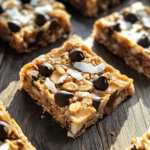 - 1 cup rolled oats - 1/2 cup peanut butter (smooth or crunchy) - 1/4 cup honey or maple syrup - 1/2 cup chocolate chips (semi-sweet or dark) These main ingredients form the base of your granola bars. Rolled oats give them a hearty texture and help bind everything together. Peanut butter adds creaminess and rich flavor. Honey or maple syrup sweetens the bars and keeps them moist. Chocolate chips provide a delightful burst of sweetness in every bite. - 1/4 cup almond or coconut flakes - 1/4 cup chopped nuts (almonds, walnuts, or pecans) - 1/2 teaspoon vanilla extract - Pinch of salt Optional ingredients enhance your bars. Almond or coconut flakes add crunch and flavor. Chopped nuts boost the protein and make them more filling. A dash of vanilla extract adds a lovely aroma. A pinch of salt balances the sweetness and enhances all flavors. Feel free to mix and match based on your taste. 1. Preheat oven and prepare baking pan Start by preheating your oven to 350°F (175°C). This step ensures even baking. Next, grab an 8x8 inch baking pan. Line it with parchment paper. Leave some paper hanging over the edges. This extra paper helps you lift out the bars later. 2. Combine dry ingredients in a bowl In a large bowl, mix the rolled oats, almond flakes, and chopped nuts. Make sure to stir them well. This mix creates a nice base for your bars. It is important that these dry ingredients blend evenly. 3. Melt peanut butter and sweetener Take a small saucepan and set it over low heat. Add the peanut butter and honey (or maple syrup) to the pan. Stir gently until the mixture is smooth and well blended. Once it is melted, remove the pan from heat. Then, add in the vanilla extract and a pinch of salt. This step adds flavor to your granola bars. 4. Combine mixtures and fold in chocolate chips Pour the warm peanut butter mix over the oat mixture. Stir it all together until every oat is coated. This ensures all ingredients stick together nicely. Now, fold in the chocolate chips. Make sure they are evenly spread in the mix. 5. Transfer to pan and bake Now, pour this mixture into your prepared baking pan. Press it down firmly. Make sure it is packed tightly and evenly. This helps the bars hold their shape. Bake in your preheated oven for about 15-20 minutes. Look for golden brown edges as a sign they are done. Once baked, let the bars cool in the pan completely. Then, lift them out using the parchment paper. Cut them into squares or rectangles. Enjoy your homemade peanut butter chocolate chip granola bars! To get the right consistency with peanut butter, choose smooth or crunchy based on your taste. Smooth peanut butter offers a creamy texture, while crunchy adds a fun bite. Heat it gently with honey or maple syrup until they blend well. This will help create a rich, sticky mix. Ensuring the bars hold together is key. Once you mix the wet and dry ingredients, press them firmly into the pan. This helps them stick well during baking. If they seem too crumbly, add a touch more peanut butter or sweetener. This helps bind everything better. Experimenting with different nut and chocolate varieties can elevate your bars. Try adding chopped almonds, walnuts, or pecans for extra crunch. You can also switch to dark chocolate for a richer taste. Each nut and chocolate type will give you a new flavor experience. Adding spice flavors like cinnamon can make your bars even more delicious. A sprinkle of cinnamon will give warmth and depth to the taste. You can also try a hint of nutmeg or even a dash of sea salt to enhance the sweetness. {{image_2}} If you have food needs, you can still enjoy these bars. - Gluten-free option: Use gluten-free rolled oats. This simple swap keeps the texture while making it safe for those with gluten allergies. - Vegan alternative: Replace honey with maple syrup. This keeps the sweetness without using animal products. You can make these bars even better by adding your favorite ingredients. - Adding dried fruits or seeds: Toss in dried cranberries, raisins, or sunflower seeds. This adds flavor and boosts nutrition. Just keep the total volume the same. - Using various nut butters: Swap peanut butter for almond or cashew butter. Each nut butter brings its own taste and creaminess, so feel free to experiment! To keep your peanut butter chocolate chip granola bars fresh, use airtight containers. This helps prevent air from making them stale. You can use glass jars or plastic containers. Store them in a cool, dry place like your pantry. If you want them to last longer, the fridge is a great option. Just make sure they are fully cool before putting them in the fridge. At room temperature, these granola bars stay fresh for about a week. If you store them in the fridge, they can last up to two weeks. Look for signs of spoilage. If you see any mold or an off smell, it’s best to throw them away. Keeping an eye on their appearance and smell helps you enjoy them safely. How to make granola bars firmer? To make your granola bars firmer, add more peanut butter or honey. You can also bake them a bit longer. Press the mixture down firmly in the pan. This helps them stick together better. Another tip is to let them cool completely before cutting. Can I substitute honey for agave syrup? Yes, you can use agave syrup instead of honey. Both sweeteners work well in this recipe. Agave syrup is a good option for vegans. It has a similar sweetness and consistency. Just keep in mind that the flavor might differ slightly. What is the best way to cut granola bars? The best way to cut granola bars is to use a sharp knife. First, let the bars cool completely. Lift them out of the pan using the parchment paper. Place them on a cutting board and cut them into squares or rectangles. You can also use a ruler for even sizes. How do I know when they are fully baked? You know the granola bars are fully baked when the edges turn golden brown. They should feel firm to the touch. If they look too soft, give them a few more minutes in the oven. Make sure to let them cool, as they will firm up more once out of the oven. These homemade granola bars combine simple ingredients and creative options. You can change flavors with your favorite nuts or sweeteners. The steps are easy, from mixing to baking. Remember to store them well for freshness. I hope you enjoy making and sharing these bars with friends and family. They are a tasty and healthy treat that anyone can enjoy!